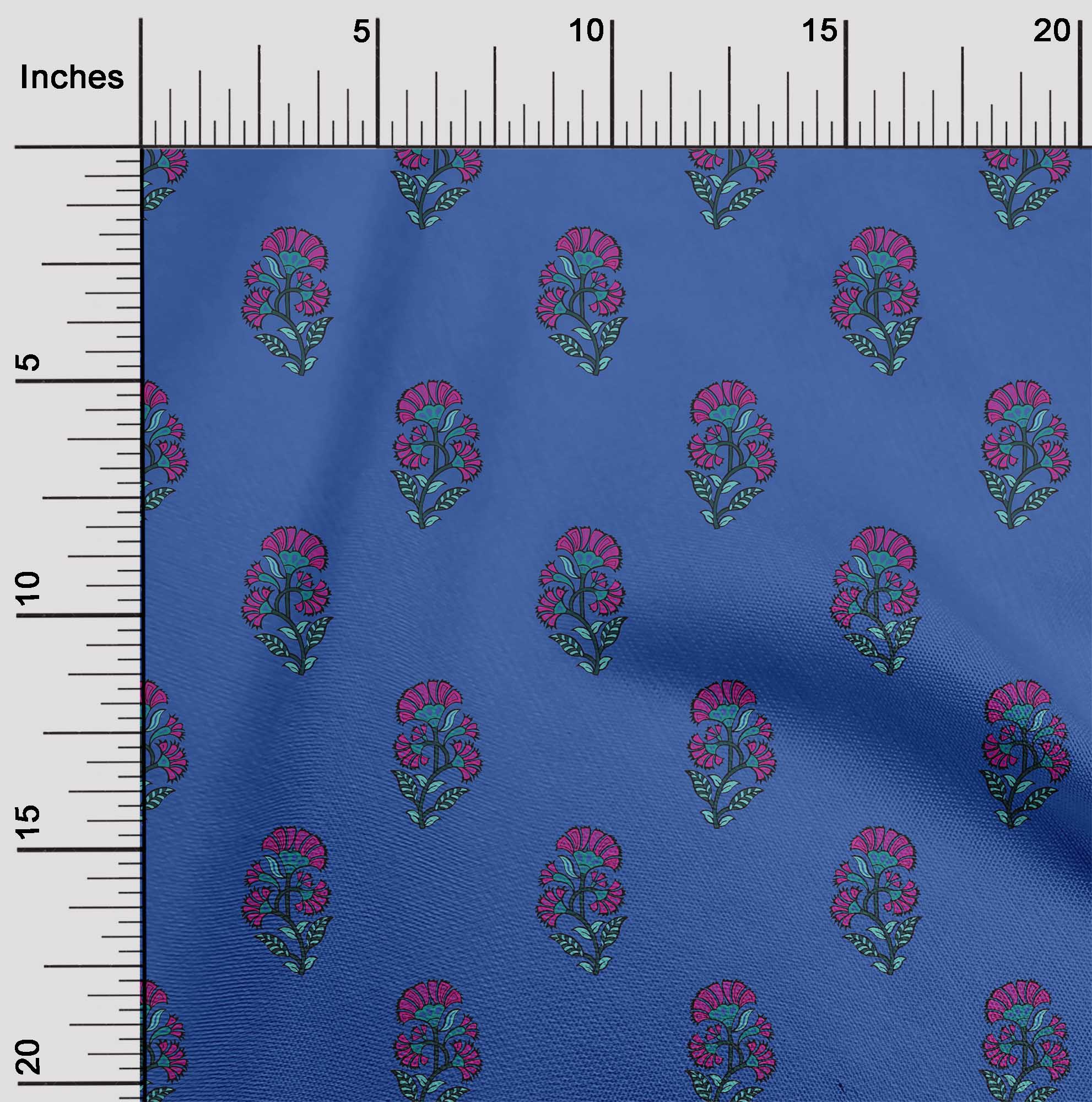 

oneOone Cotton Flex Dusty Teal Green Fabric Floral Block Diy Clothing Quilting Fabric Print Fabric By Yard 40 Inch 42 Inch Wide - Viscose Chiffon синій