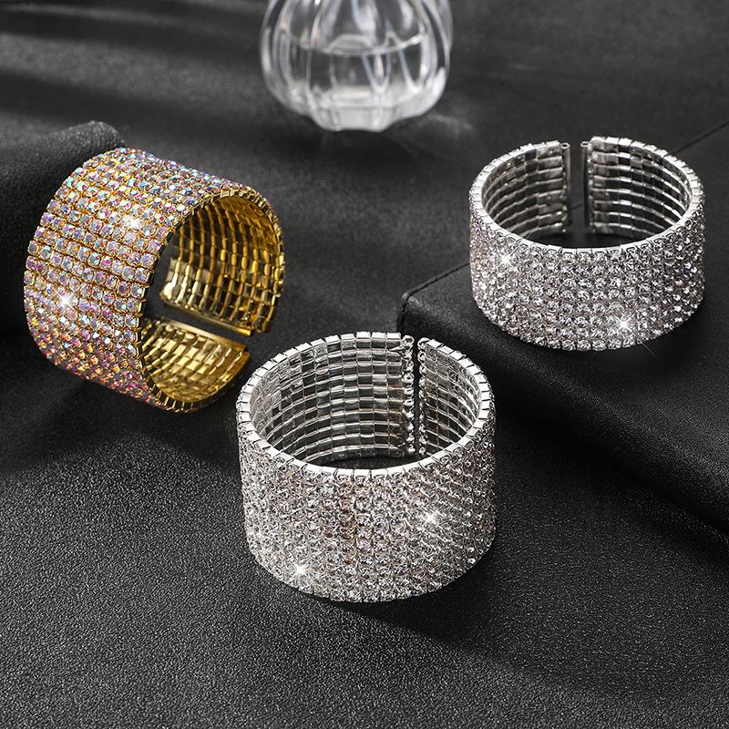 Bridal bracelet gold and silver full diamond bracelet exaggerated crystal rhinestone bracelet elastic bracelet women