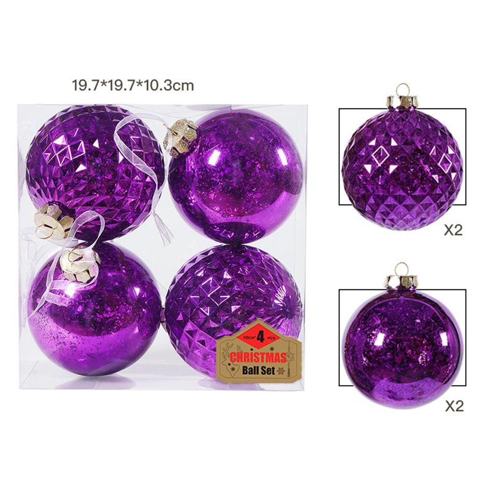 Stylish Ball Ornaments for Christmas Tree Decor 4PCS 10cm for Party