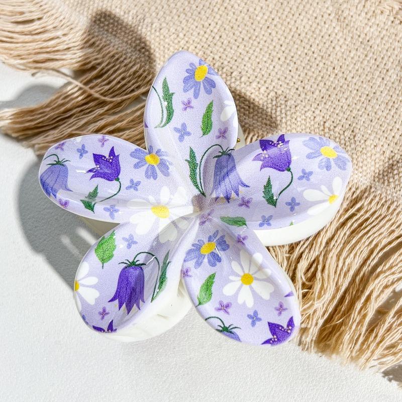 Uv-printed Frangipani HairpinFemale Seaside Vacation Back of The Head HairpinShark Clip