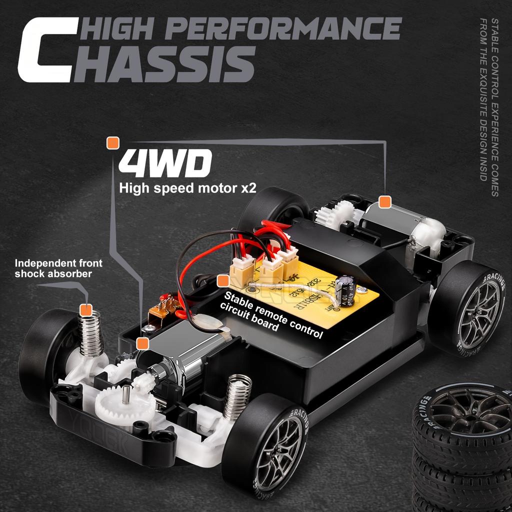 Remote Control , 1:24 Scale RC Drift , 2.4Ghz 4WD RC Toy with Lights, Tires, and Barricade Tool, Perfect Gift for Boys and Girls