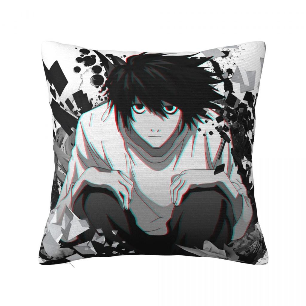 L Lawliet Death Note Kuddfodral Anime Japan Manga Kuddfodral Anpassningsbar Dragkedja Dekor Kuddfodral för Hemmet 45x45cm