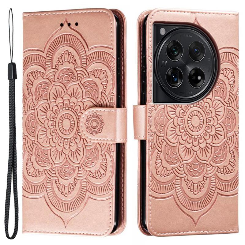 For OnePlus 12 5G Case PU Leather Mandala Imprinted Design Wallet Phone Cover