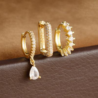 10 Στυλ Νέο Σετ Σκουλαρίκια Piercing από Ανοξείδωτο Ατσάλι για Γυναίκες Γεωμετρικά Πολύχρωμα Ζιργκόν Huggie Hoop Σκουλαρίκι Αισθητικό Ζιργκόν