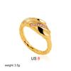 Fashion Stainless Steel Diamond Set Fried Dough Twists Women'S Ring 18K Gold Spiral Twist Ring Jewelry