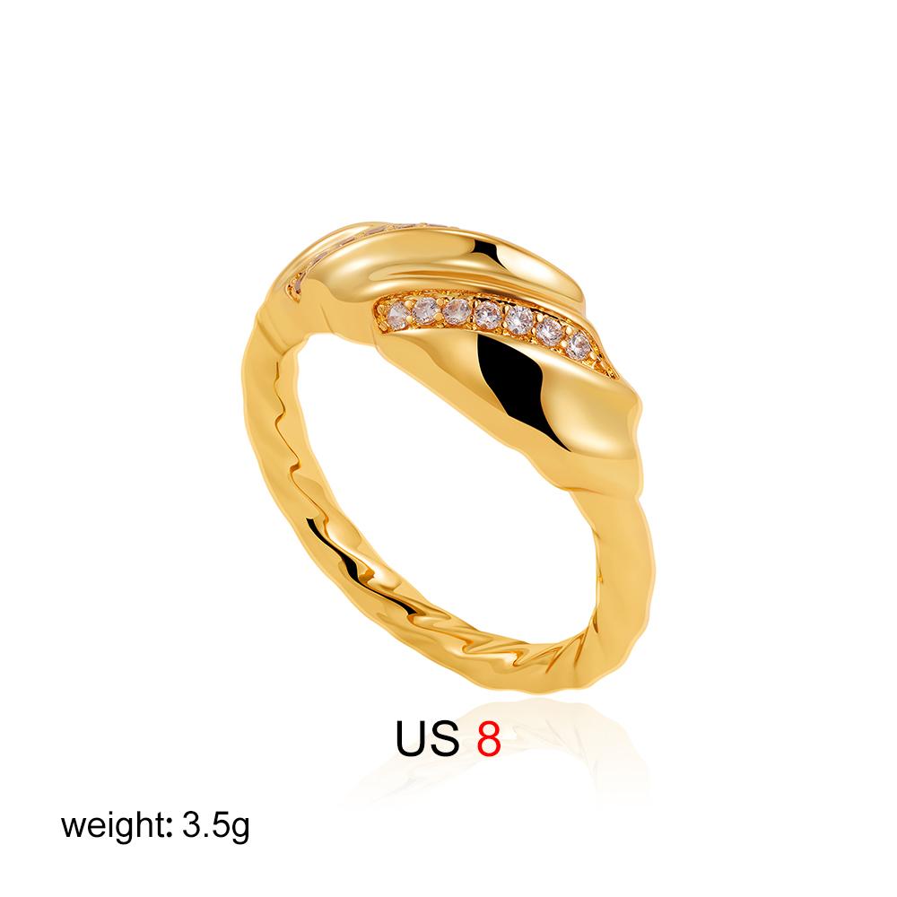 Fashion Stainless Steel Diamond Set Fried Dough Twists Women'S Ring 18K Gold Spiral Twist Ring Jewelry