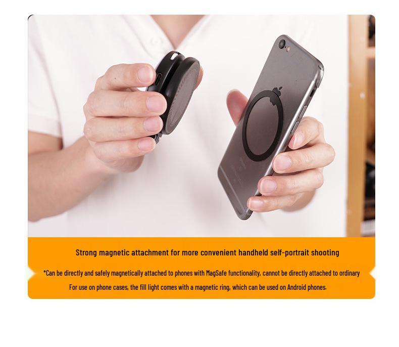 Kompakter Handspiegel mit Magnet & Selfie-Licht: Faltbarer, tragbarer Schönheitsfilter für Vlogging & Live-Streaming