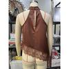 Summer New Women's Fashionable Sleeveless Satin Halter Neck Top with Lace Trim