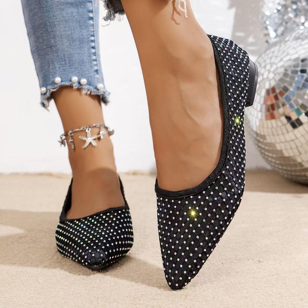 Fashion Autumn/Winter Diamond Mesh Hollow Sandals Women Flats Shallow New Beach Shoes Comfort Retro Female Flat Shoes Single Shoes