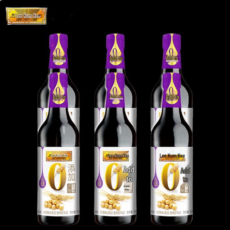 Lee Kum Kee 0 Additives Original Brewed Light Soy Sauce 500ml x 6 Bottles