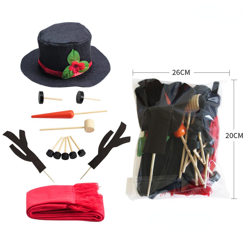 Party Upgrade Christmas Snowman Dress Up Set Combination Wooden Button Tube Red Hat Scarf Nose Mouth Eyes