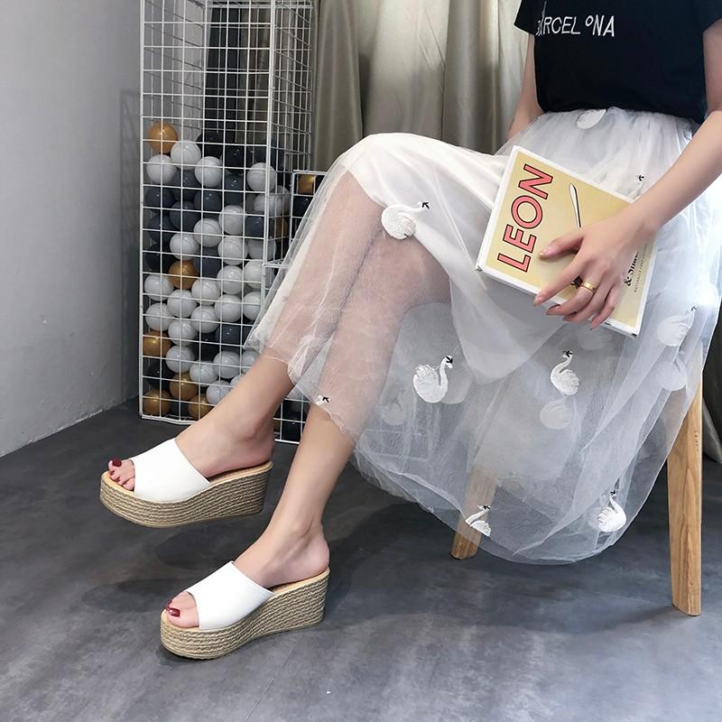 Fashion 2024 Summer Open Toe Women Slippers Fashion Elegant Narrow Band Slides Shoes Ladies Casual Wedges Heel Women Sandalias