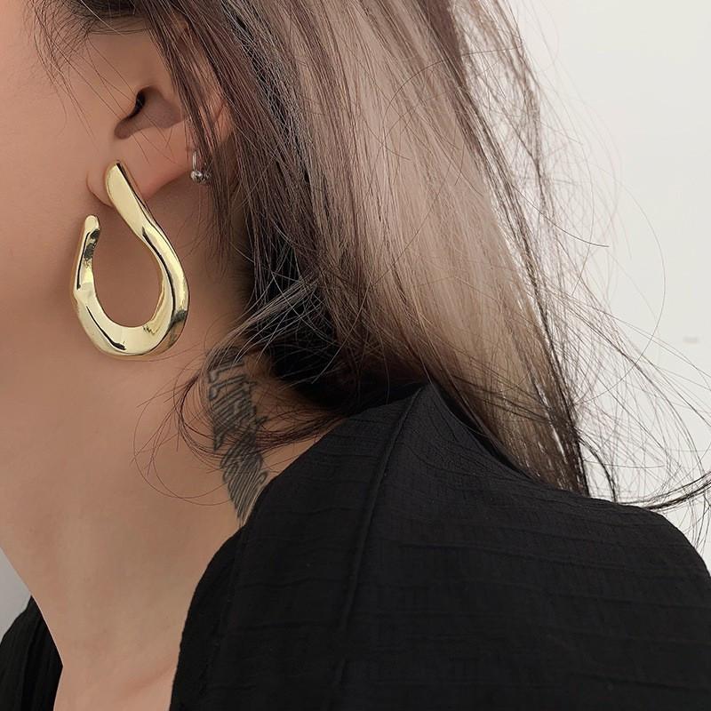 Exaggerated Metal Irregular Twisted Drop Earrings for Women Minimalist Hollow Geometric Dangle Earrings Party Jewelry Gifts