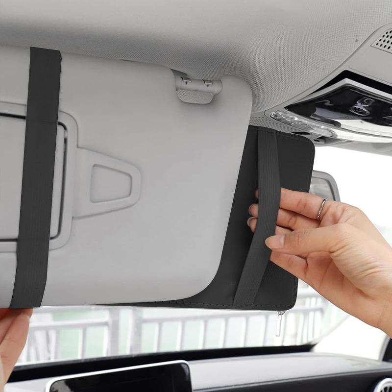 Car Organizer Light Barrier Car Sun Visor Organizer Clip Sunshade Storage Bag Zipper Sunglasses Pen Card Small Files Bracket