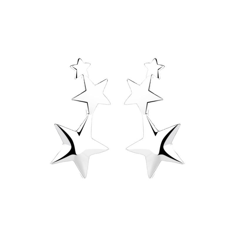 Star Stud Earrings Women'S Summer Creative Three-Star Earrings Plain Circle High-End Trend Earrings