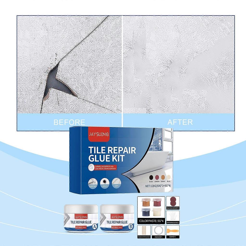 Tile Repair Glue Set, Tile Bath Shower Repair Scratches Crack Repair Waterproof And Leak Proof