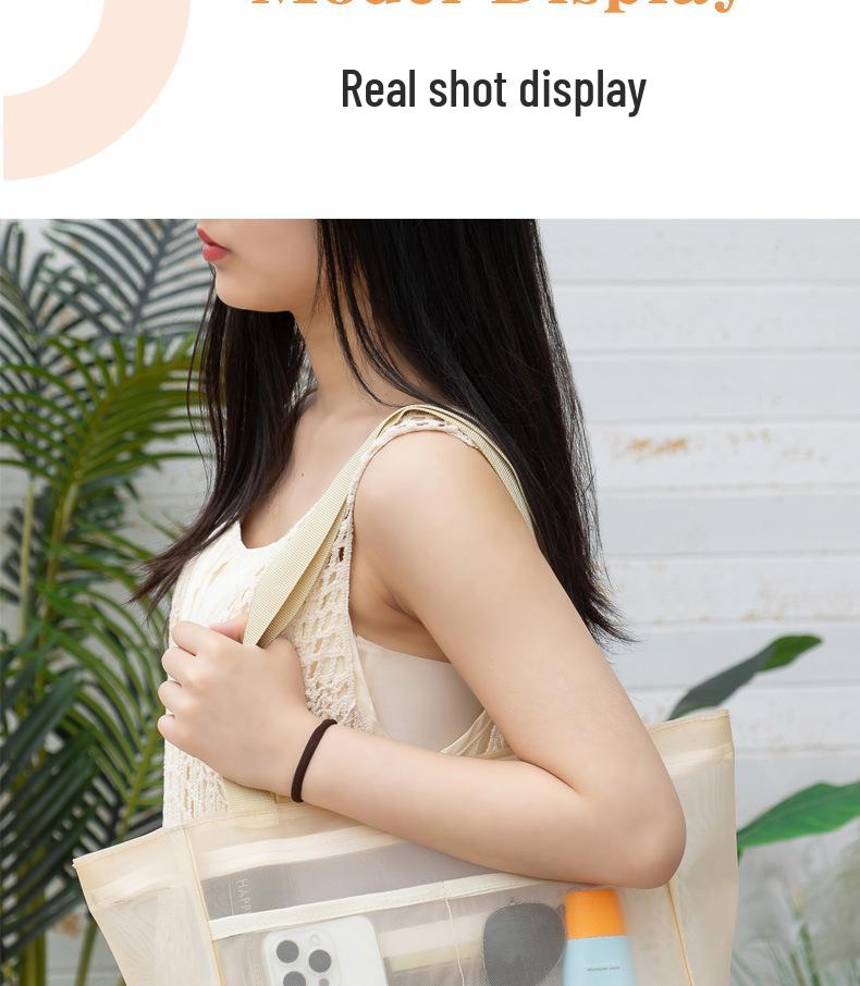 Large Capacity Portable Nylon Mesh Tote - Shoulder, Crossbody & Travel Organizer Bag