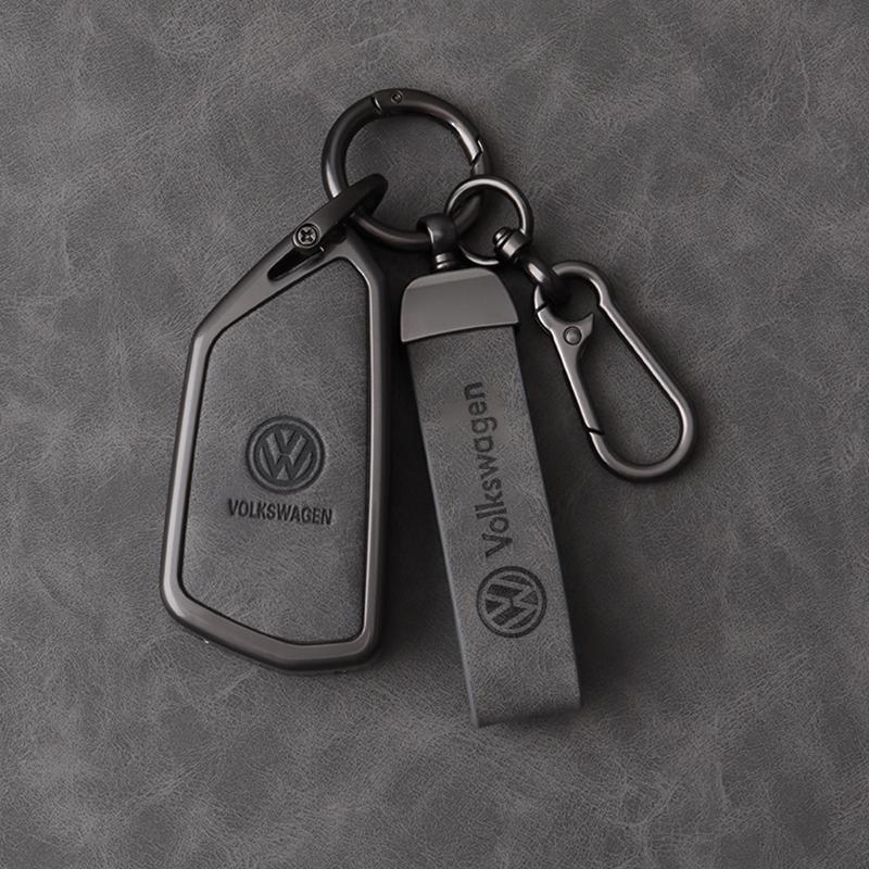 Legierung Leder Auto Schlüsselhülle Vollabdeckung Schale Für VW VBCDH6 Golf 8 ID4 Cupra Formentor Tarraco Mk7 Gti Mk8 Skoda Octavia 4 Seat Leon Mk4