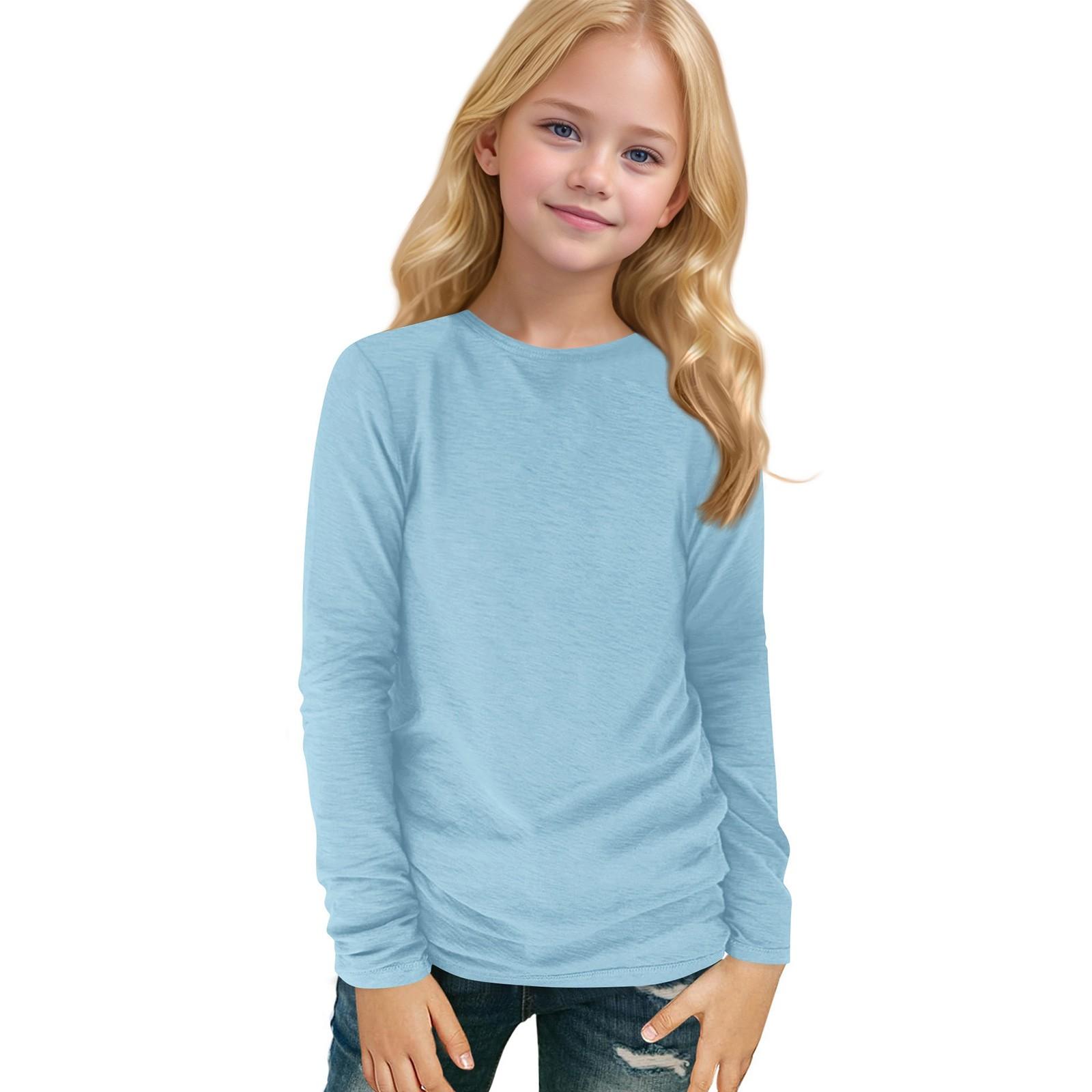 

Детский топ с длинными рукавами и круглым вырезом, однотонный, повседневный 130