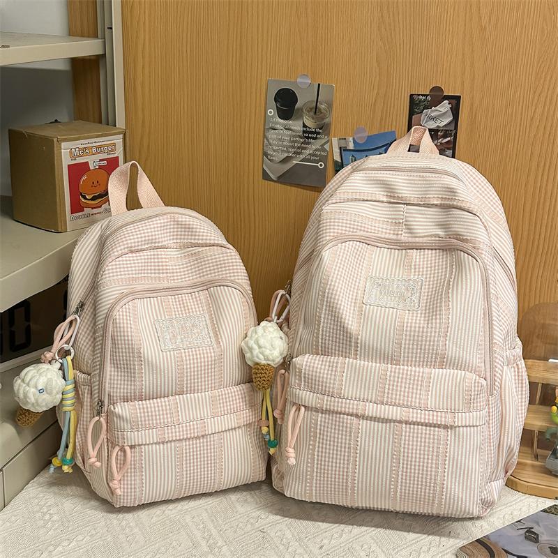 Gestreifter Rucksack Schülerrucksack Schultasche Pendler Rucksack mit großem Fassungsvermögen