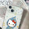 Blue raincoat kt for Apple 16/17Promax large window mobile phone case IP15 cartoon 14 cute 13/12 soft