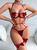 Exy Erotic Lingerie Women Bra And Panty Garters 3pcs See Through Lingerie Sets Sexy Women's Underwear Set Female Sexy Costumes