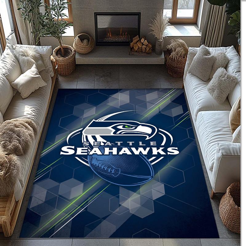 Tappeto in Velluto Cristallo Seattle Seahawks Morbido Anti?Tappetino Antiscivolo Comodo per Casa Soggiorno Camera da Letto Tappeto Decorativo