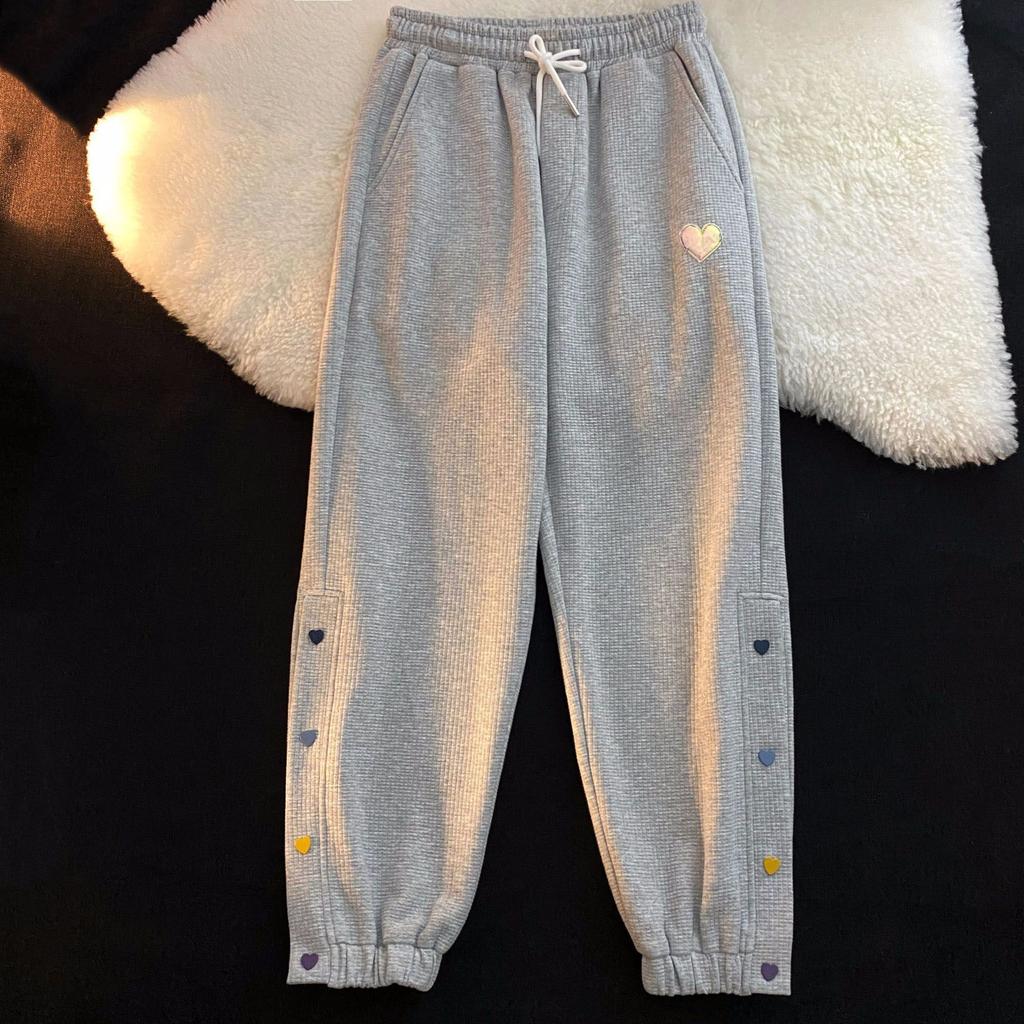 Waffle Pants for Women's Spring and Summer Thin Design Niche Casual Sports Feet Pants