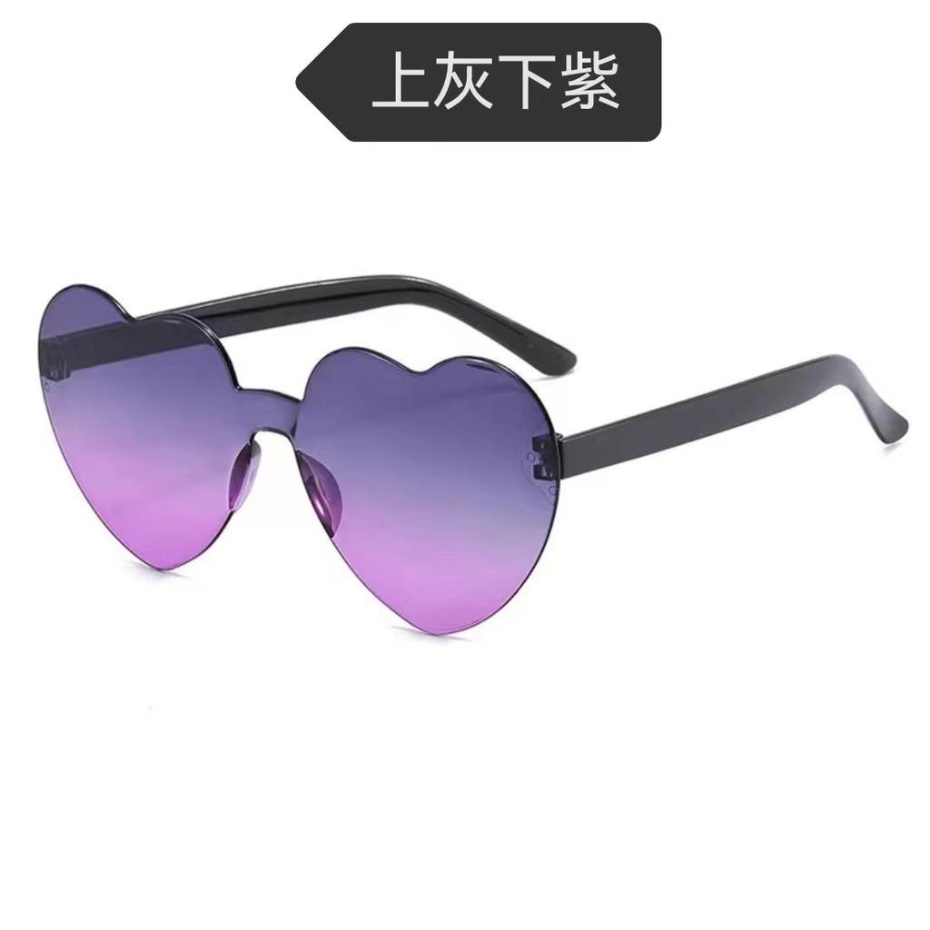 Peach Heart Sunglasses Love Glasses Trend Frameless One-Piece Marine Film Dazzling Color Sunglasses