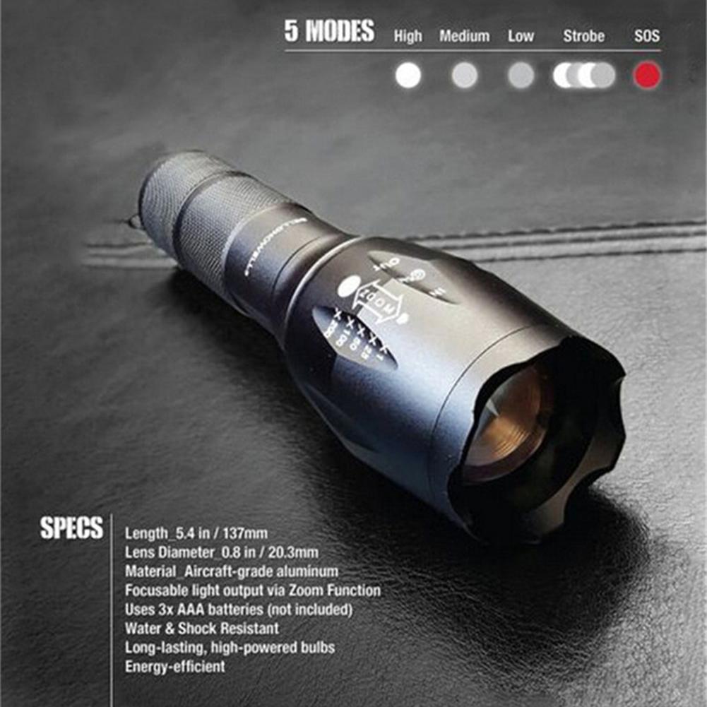 Exquisite 40x Strong Light LED Flashlight Long Shot Torch for Household Outdoor Activities