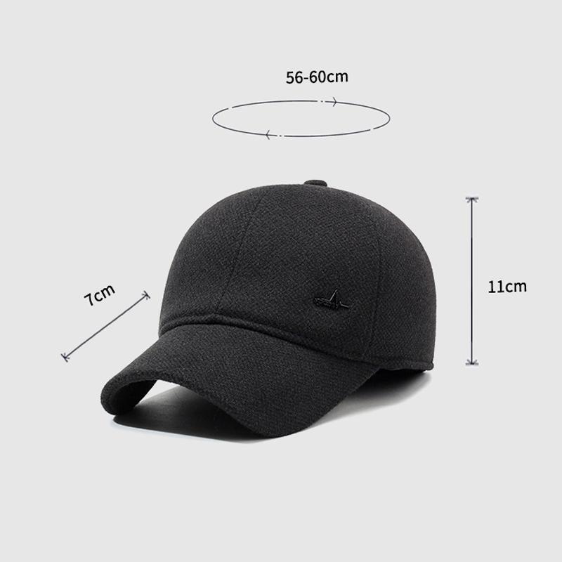 Men's Winter Middle-Aged Outdoor Woolen Hat Ear Protecting Thick Warm Baseball Cap Winter Coldproof Cotton Cap