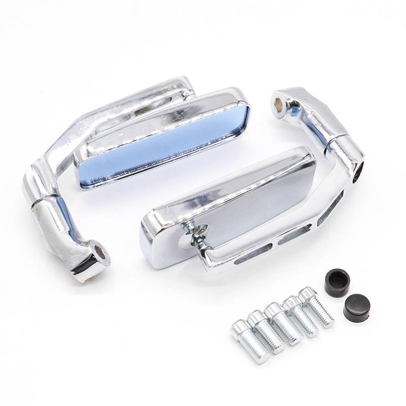 Universal 8mm 10mm Motorcycle Handle Bar End Rear Side View Mirrors Aluminum Rectangle Blind Spot Blue Rearview Side Mirror