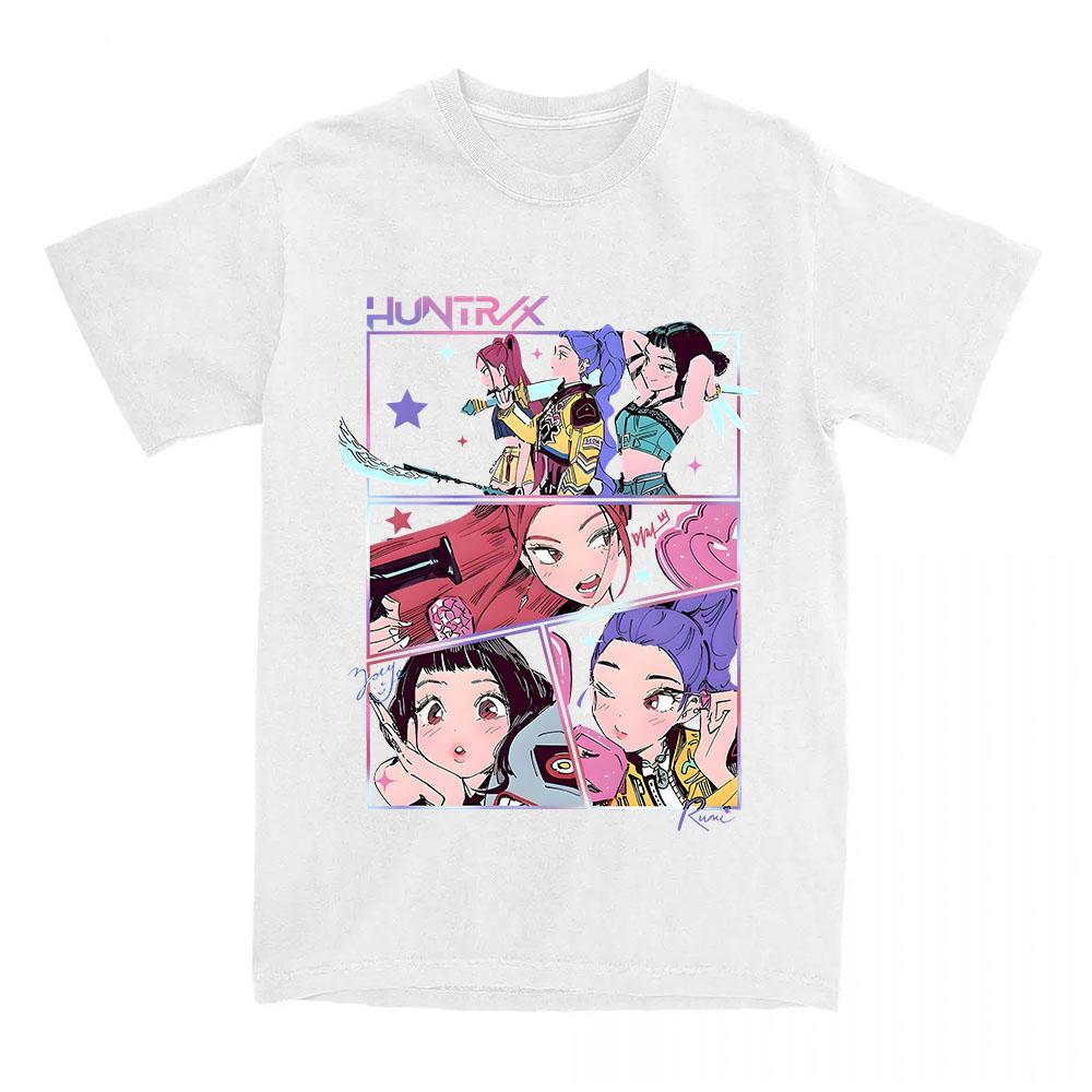 Kpop Lovci démonů Huntrix Girls Tričko Krátký rukáv Bavlna Móda Grafické tričko Ležérní Bavlna Volné Dámské tričko Streetwear