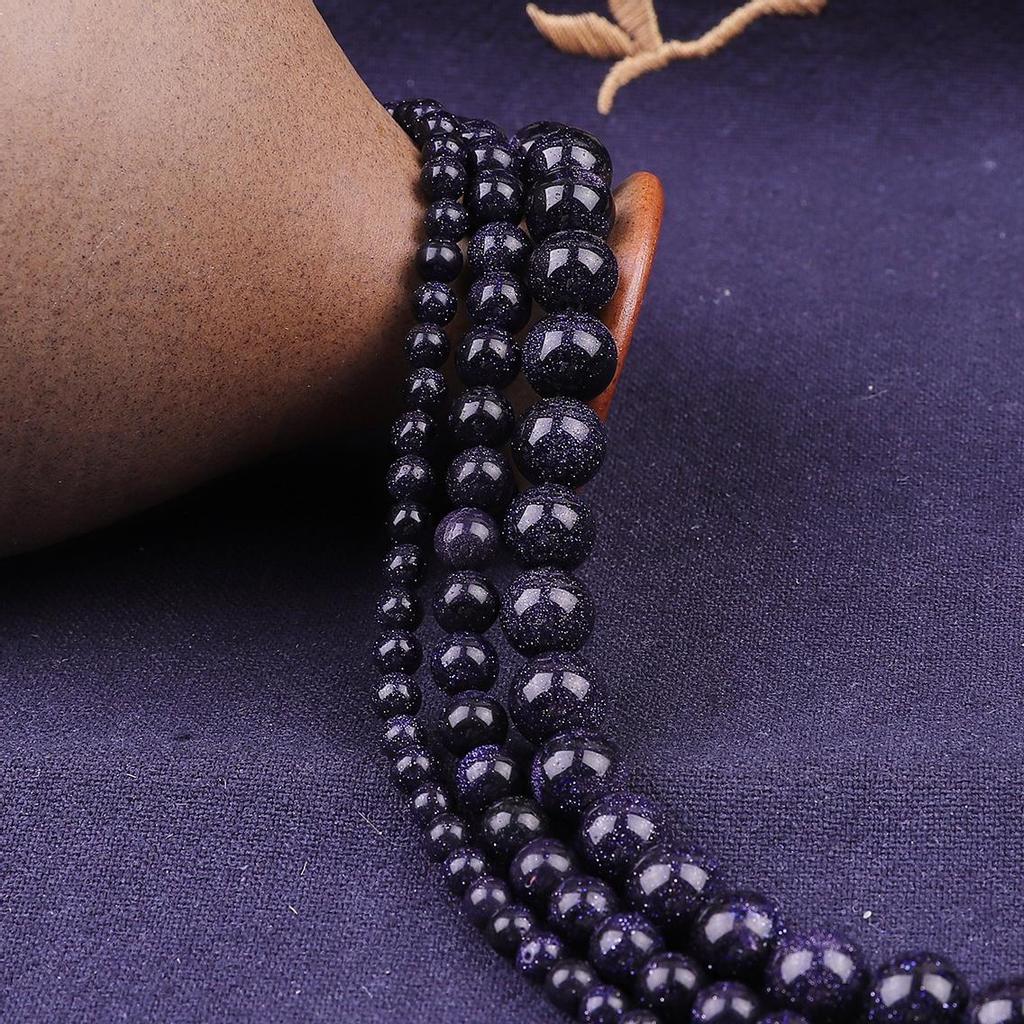 Naturstein Blauer Sandstein Runde lose Perlen 15" Strang 4 6 8 10 12 MM Auswahlgröße für Schmuckherstellung Armband DIY