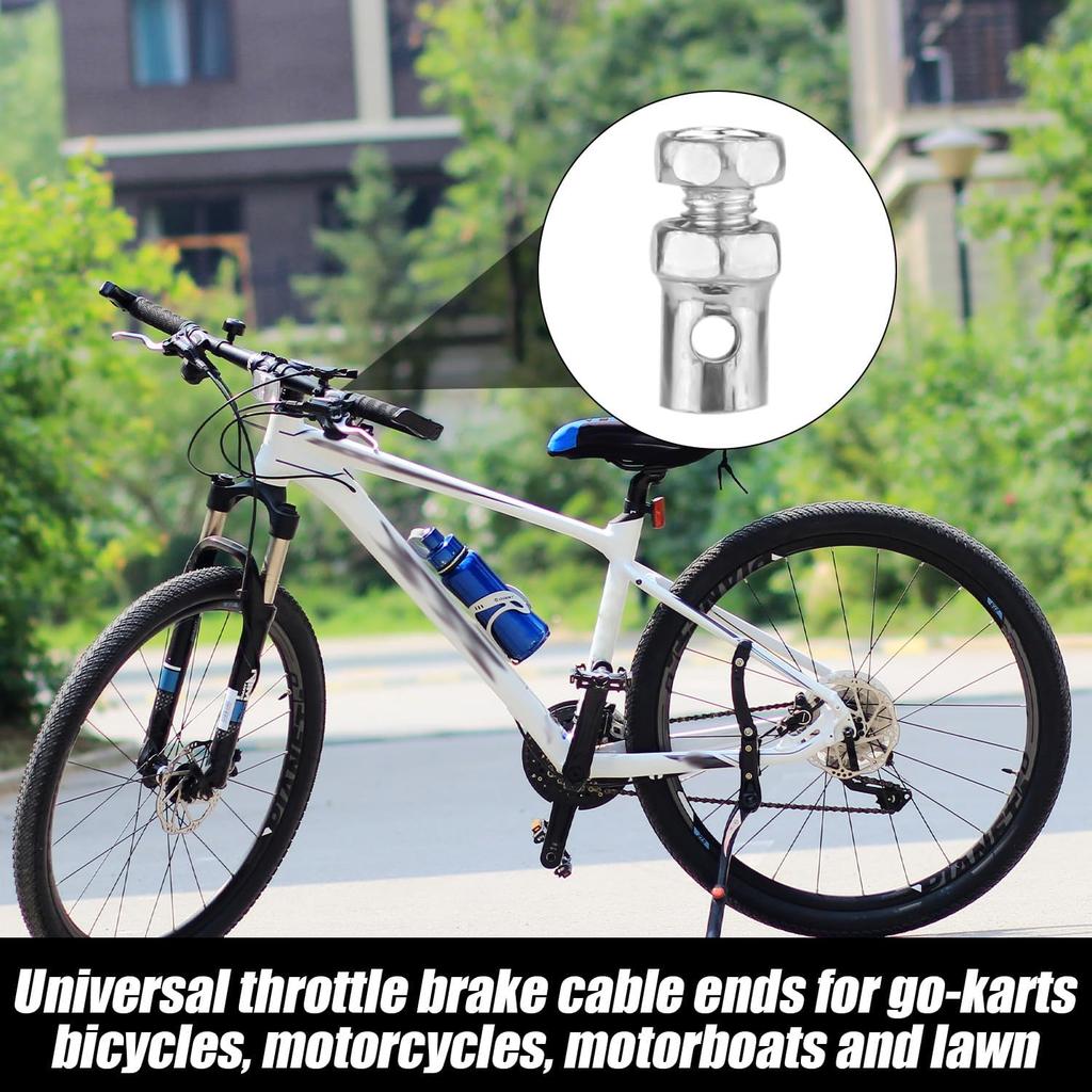 20Pcs Universal 1/8" Clutch Brake Throttle Cable Ends, Go Kart Throttle Cable Stops Locks Repair Kit Bicycle Brake Cable Crimp Ends For Bike