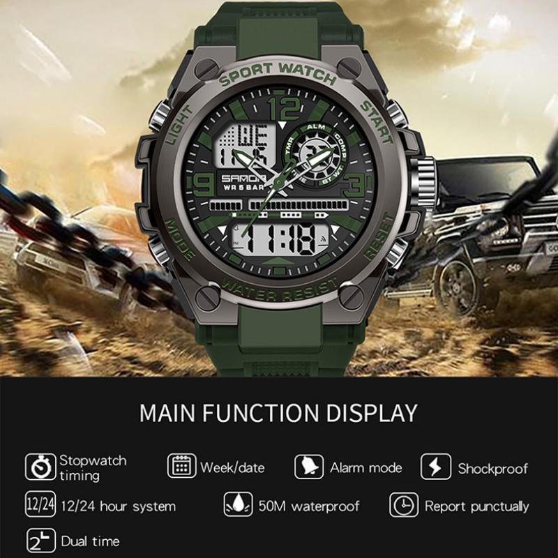 SANDA Electronic Watch Trendy Cool Electronic Watch Multi-function Alarm Clock Men's Wristwatch