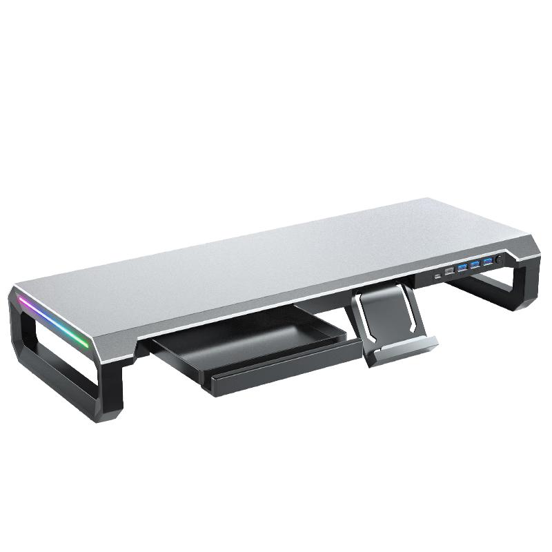 ICE COOREL Monitor- & Laptop-Erhöher mit USB-Hub und RGB-Beleuchtung