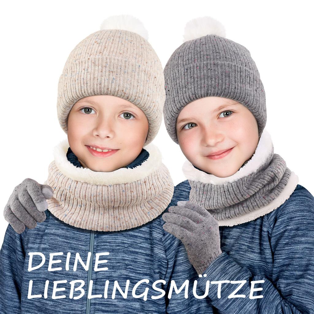 Children's Hat Scarf Gloves Three Piece Set Northern Winter Double Layer Cold Proof Knitted Hat Boys and Girls Scarves Three Piece Set