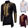 IC Luxe Dashiki-shirt met Afrikaanse print en lange mouwen Heren herfst-wintertopblouse