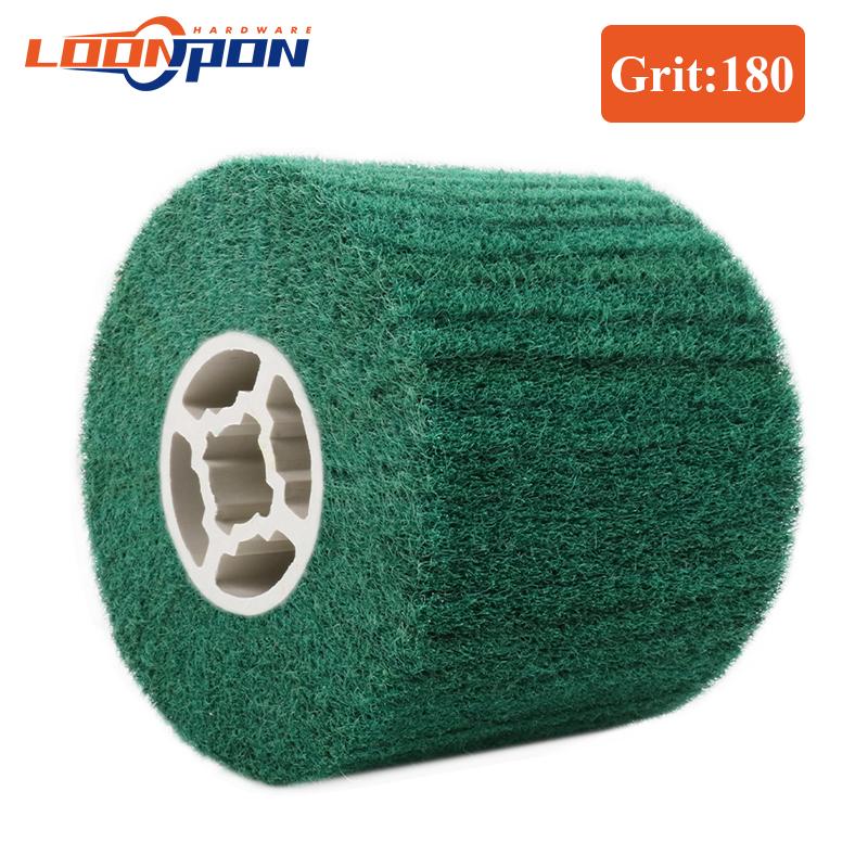 Non-woven Nylon Abrasive Flap Wheel Brush Wire Drawing Polishing Burnishing Drum Wheel for Stainless Steel 120x20x100mm 1pc