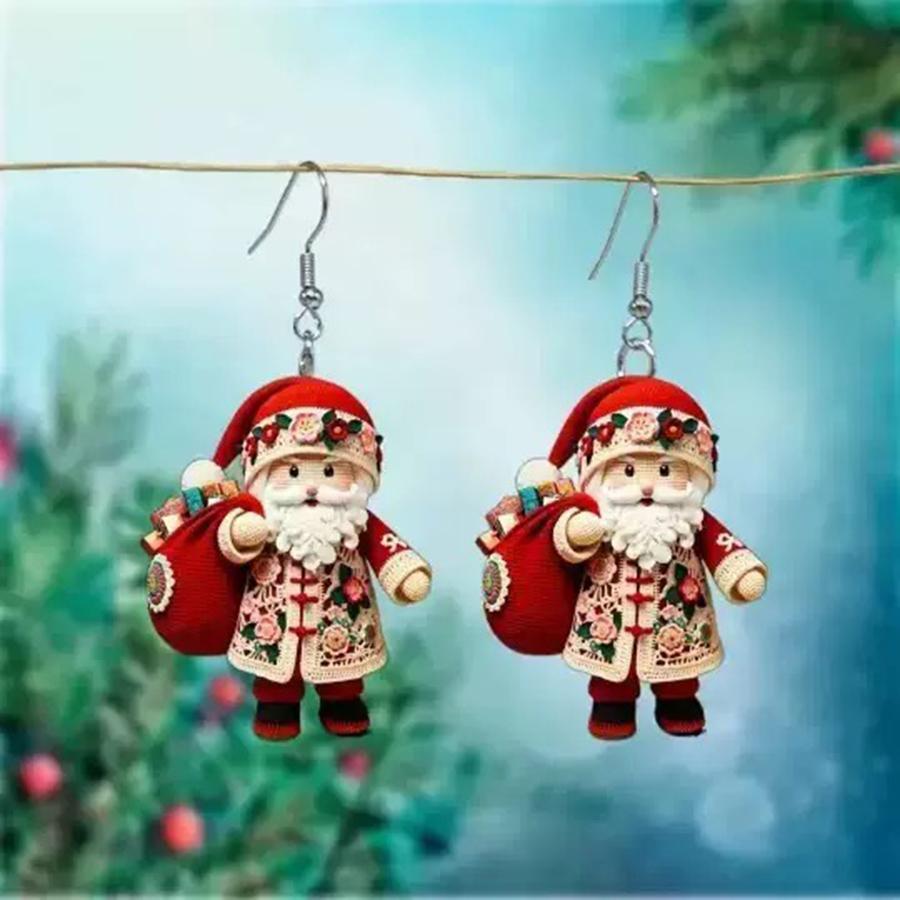 

Stylish Acrylic Santa Claus Earrings For Women Girlfriend Christmas Decorations Double Sided Ear Pendant Friendship Jewelry