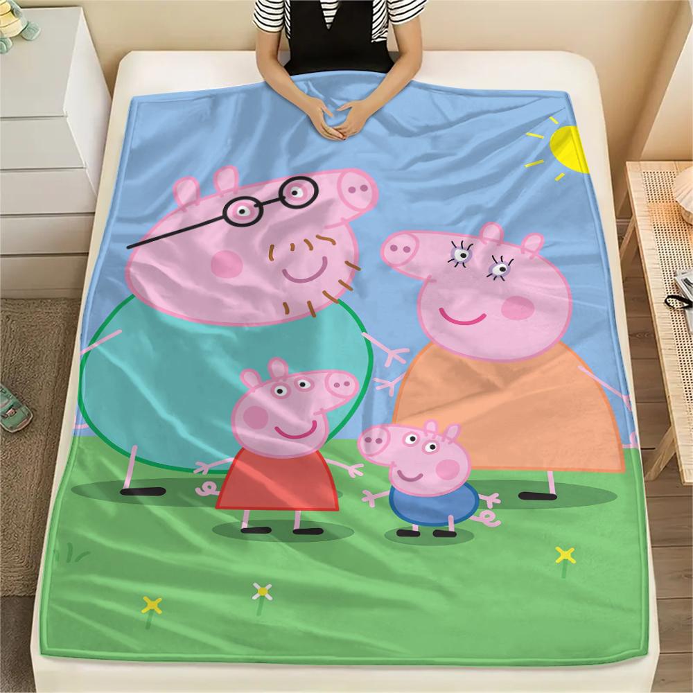 1Pc Pink Pig Cartoon Print Flannel Blanket, High quality Comfortable for All Seasons, Home Decor, Warmth and Comfort, Perfect for Gifts