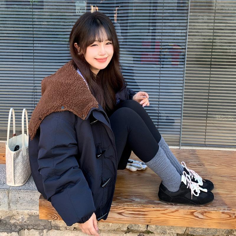 

Зимнее женское короткое пуховое пальто с капюшоном, оверсайз, пуговицы-рожки L