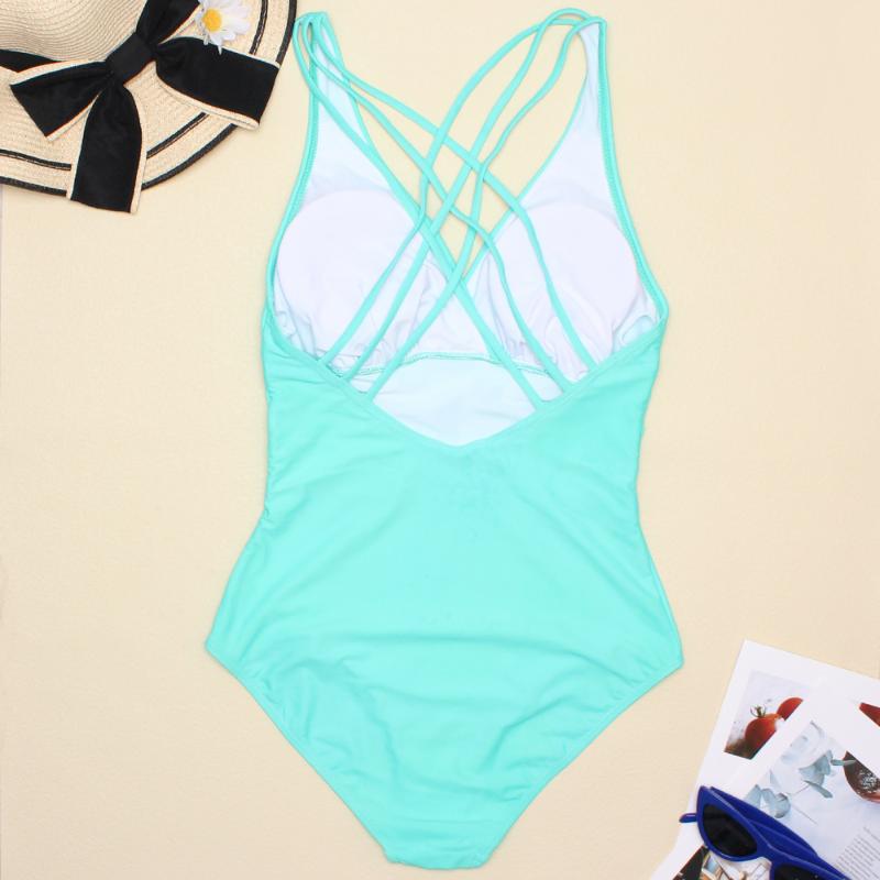 Women Printed One Piece Swimwear Sexy Backless Swimsuit V Neck Summer Beach Wear Slimming Bathing Suit S~XXL