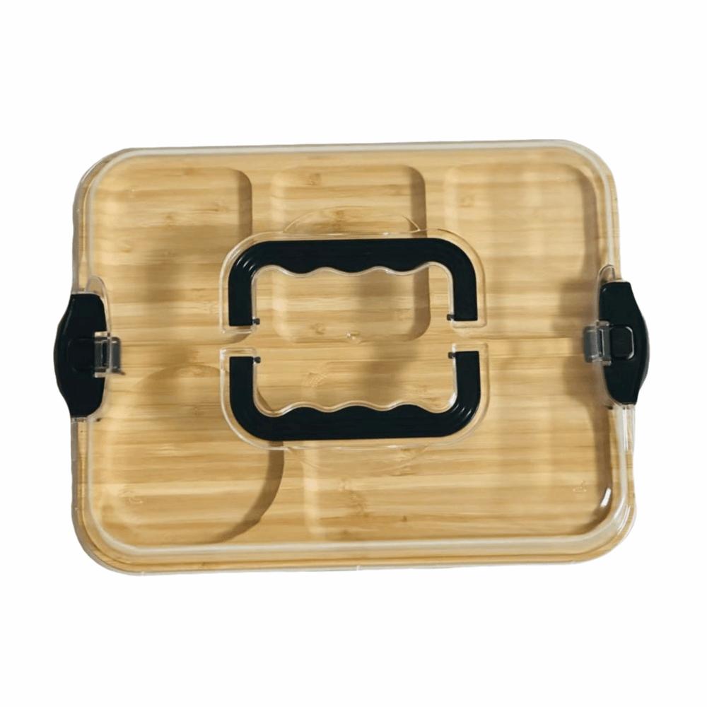 Transparent Bamboo Cheese Board Divided Grid Wooden Cheese Board Durable Serving Platter  Camping