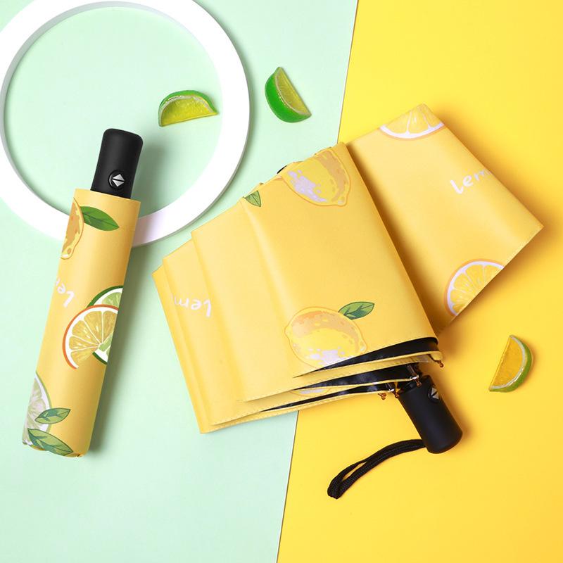 Vollautomatischer Anti-UV-Regenschirm mit 8 Rippen, dreifach faltbarer Sonnenschutz, schwarze Beschichtung, sonniger Regenschirm, Damen-Sonnenschirm