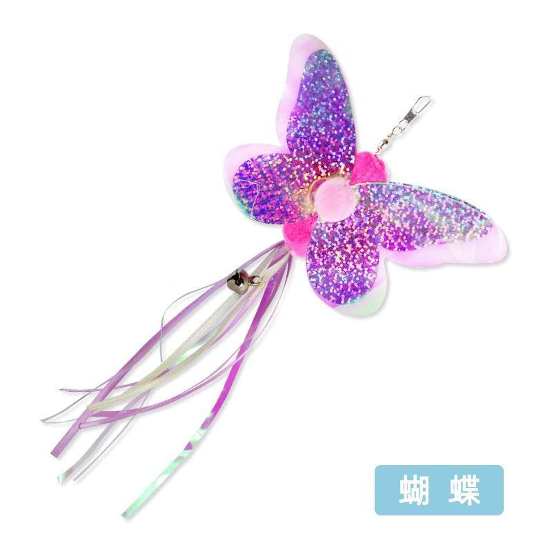 Cat Feather Toy Accessories False Butterfly Worm Toy With Bell Kitten Cat Toys Interactive Replacement Refill Foam Ball Training Decor