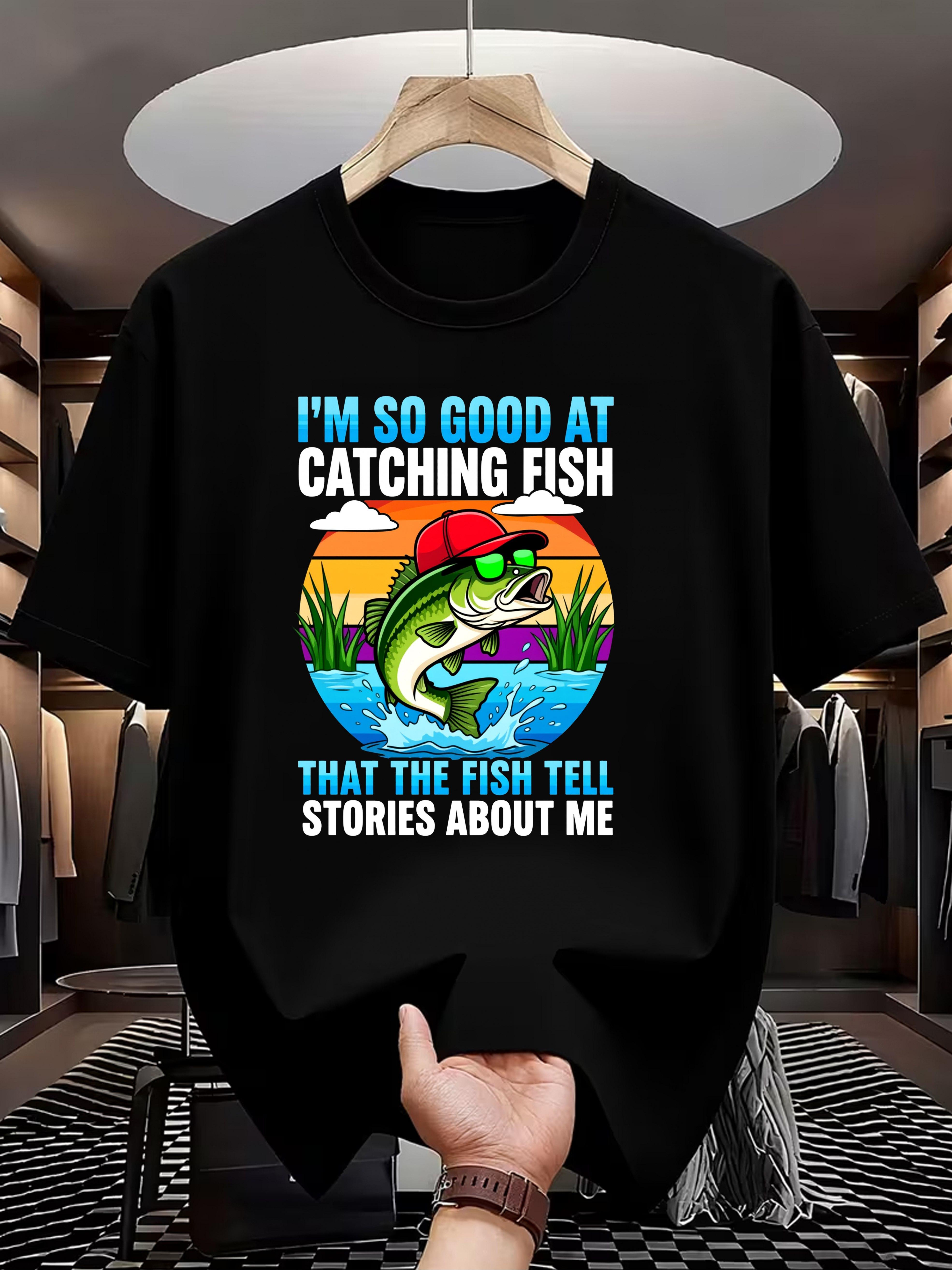 Fun Fishing Enthusiast Print T-Shirt L