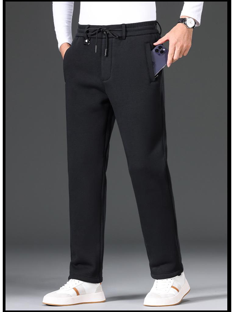 Men's Thickened Fleece-Lined Lambswool Winter Sweatpants - Warm Cotton Outerwear Pants, 86