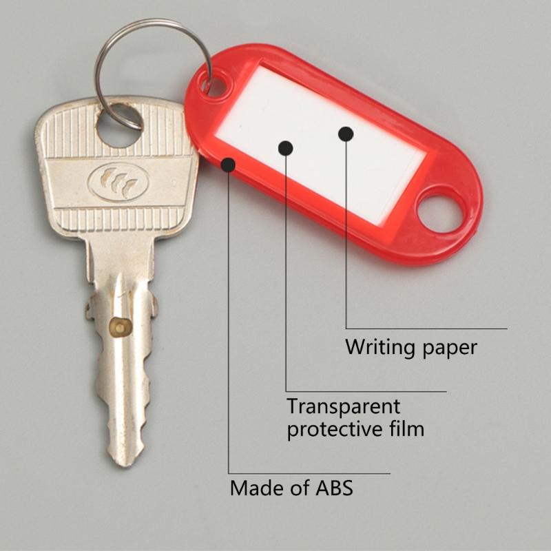 50 ks štítků na klíčenku, přívěsků na klíče s kroužky, štítků na klíče, štítků na zavazadla pro cestování, kancelář a identifikaci studentských předmětů